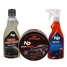 Cera Revitalizadora + Mega Pretinho Brilho mais Intenso + Multiuso limpeza interna J006