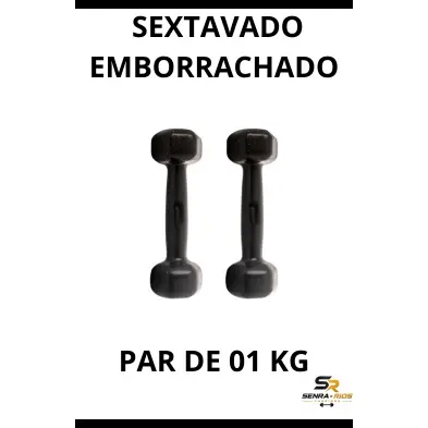 Par de Halteres 01 KG Sextavado Emborrachado - Conforto e Segurança para Treinos