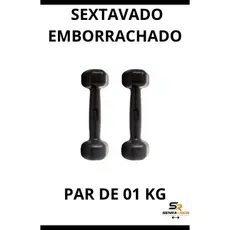Par de Halteres 01 KG Sextavado Emborrachado - Conforto e Segurança para Treinos