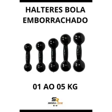Par Halteres Bola 01 ao 05 KG Emborrachados Fisio Academia Fitness Casa GYM