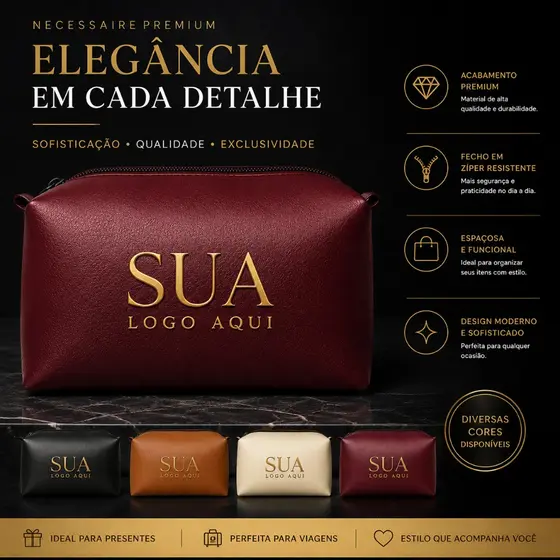 Necessaire Personalizada com Sua Logo | Brinde Corporativo Premium