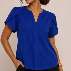 Blusa Feminina Manga Tulipa Gola V Social Evangelica Tecido Dunas Confortavel Princesa