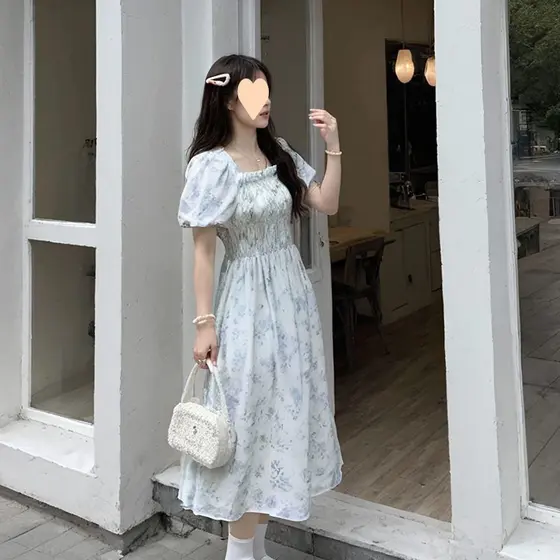 Legal sentir fada saia longa feminina verão suave doce estudante Mori primeiro amor Floral sobre o joelho vestido pequen