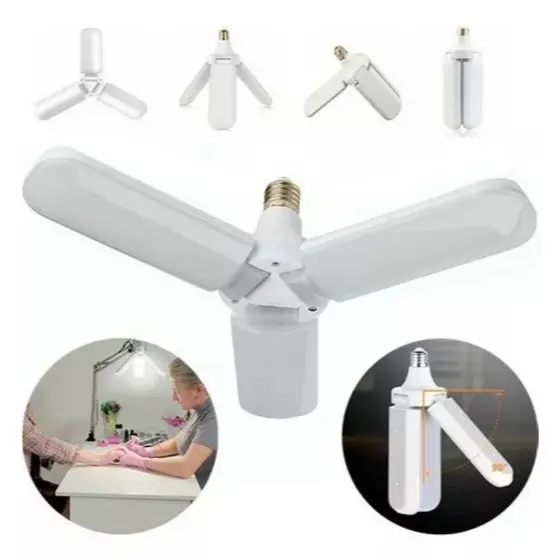 Lâmpada com 3 Pétala Bulbo LED 45W Dobrável Ajustável Luminária Fan Bivolt