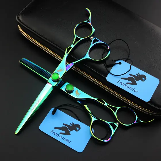 20cm magia Walker verde oco lidar com tesoura de cabeleireiro tesoura de corte de cabelo tesoura plana franja Sci