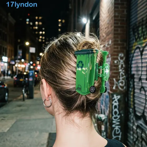LYNDON Lixeira Design Garra De Cabelo , Prendedor Verde Ecologicamente Correto , Novidade