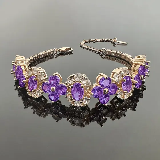 Pulseira de Cristais Redondos Brilhantes Zircônia Feminina Joia Simples de Luxo Presente