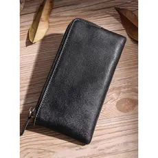 carteira masculina com ziper carteira masculina 2026 carteira masculina textura de couro genuíno longo zíper carteira sa