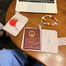 Pequeno tomate viagem passaporte titular saco de armazenamento Carry-on documento titular do cartão moeda bolsa integrad