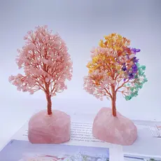 Natural rosa cristal ametista pedra áspera flor de pêssego fortuna árvore movendo entrada decoração para casa presente a
