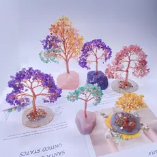 Natural rosa ametista pedra britada pedra áspera diy criativo cristal sorte flor de pêssego árvore presente sala estar e