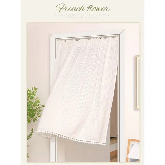 Cortina de porta francesa americana Blackout pequena cortina Semi-longa cozinha quarto bloco cortina varanda porta