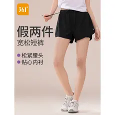 361 Shorts esportivos femininos verão 2026 novo estilo falso de duas peças Yoga wear Fitness wear correndo calças esport