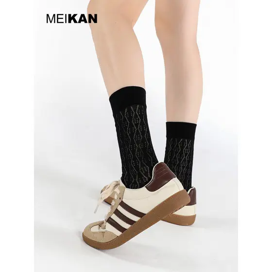 MEIKAN Ballet Estilo Meias Mulheres Verão Bezerro Meias Cinza Pilha Meias Verão Mid-Tube Meias ins Primavera