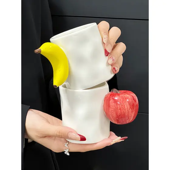 XEMO caneca de frutas criativa maçã Banana chá da tarde xícara de café casal presente de véspera de natal