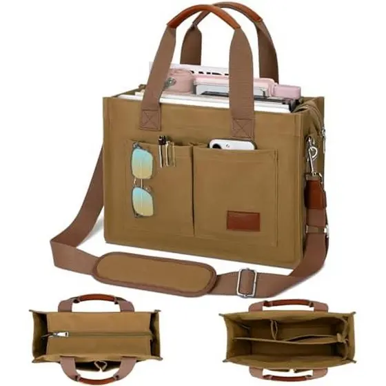 KKXIU Bolsa Grande De Lona Para Mulheres Com Zíper E Compartimentos Crossbody Work Bible Messenger Bolsos