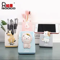Divertido Duoduo caneta titular ornamentos bonito dos desenhos animados criativo caneta titular armazenamento leão gato