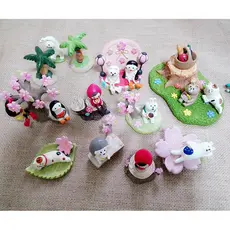 Japonês flor de cerejeira árvore fezes mesa coto zakka figura Base gramado flor lua fundo lagoa grade ornamentos