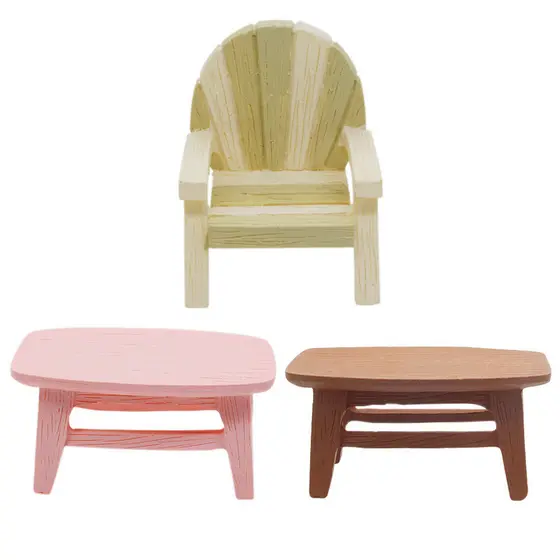 Estilo japonês imitação de madeira Retro pequena mesa longa casa de boneca cadeira de mesa em miniatura comida brinquedo