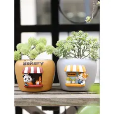 Vaso de flores para aliviar a preocupação, se decoração criativa, desenho animado, jardinagem, loja de flores, padaria,