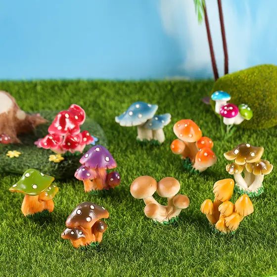 Simulação criativa cogumelo Micro paisagem vasos de plantas acessórios Desktop cogumelos selvagens decoração paisagismo