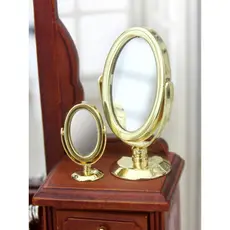 Brinquedos de comida em miniatura modelo de cena decoração pequena casa Ragdoll acessórios Mini espelho de mesa dourado