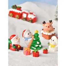 Abraço natal Micro paisagem neve paisagismo ornamentos trenó carro bonito dos desenhos animados veados boneco de neve re