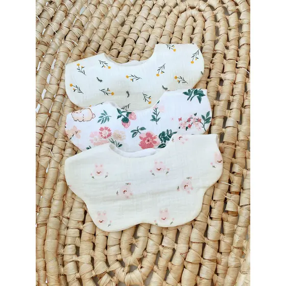 Babador para bebê recém-nascido babador para menina com fio de algodão de 6 camadas