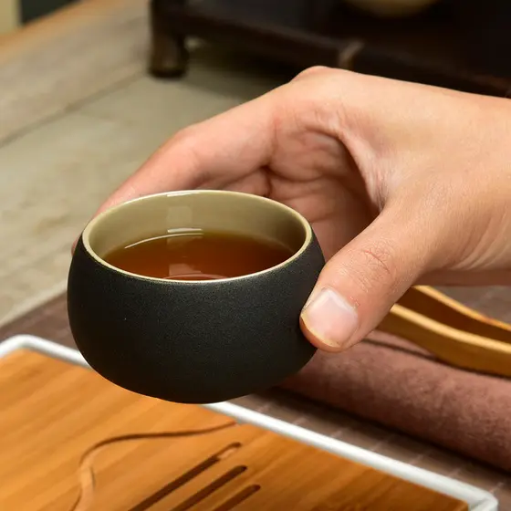 Xícara de chá estilo Zen de cerâmica preta, copo pessoal pequeno, antigo, mestre, Pu'er, chá, cerâmica única, conjunto d