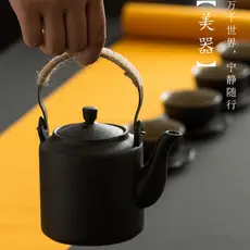 Bule antigo japonês, alça de cerâmica preta, pote de cerâmica retrô, alça de cobre doméstica, tamanho grande, chaleira ú