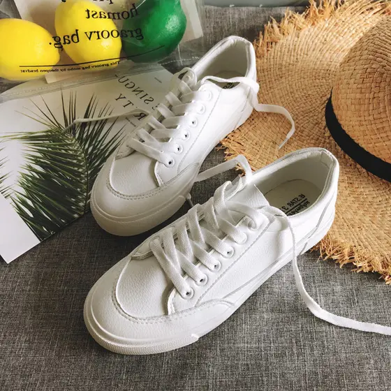 All-Match básico sapatos brancos femininos primavera 2026 novo estilo feminino sapatos de lona estudante coreano chique