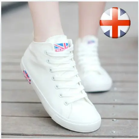 Primavera sapatos de lona feminino cor brilhante Mid-top sapatos de pano plano Casual tênis esportivos versão coreana na