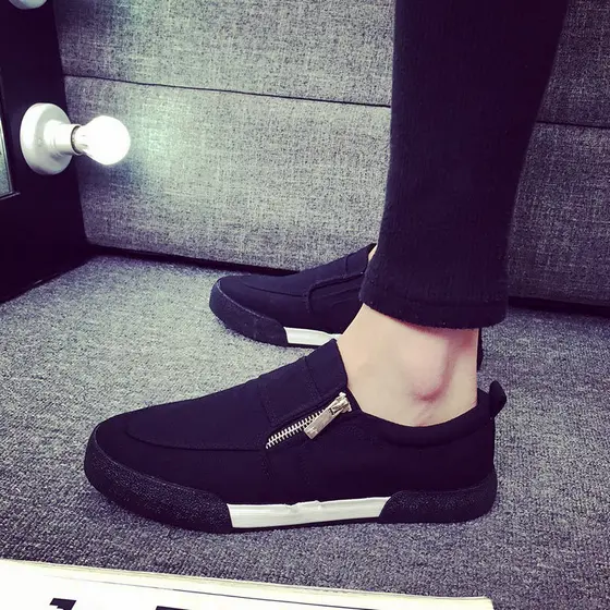 2026 primavera sapatos de lona masculinos respirável sapatos casuais tênis masculino versão coreana sapatos na moda zípe
