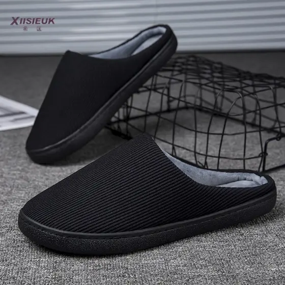 Chinelos de algodão masculino 2025 novo estilo inverno uso doméstico sapatos de algodão quente de pelúcia tamanho grande