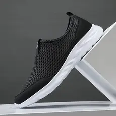 Sapatos de malha de tamanho grande masculino verão respirável estilo fino 45 branco 46 leve 47 verão deslizamento-On esp