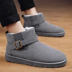Sapatos de algodão masculino forro de lã de inverno roupas masculinas couro Nubuck tubo curto de alta qualidade antiderr