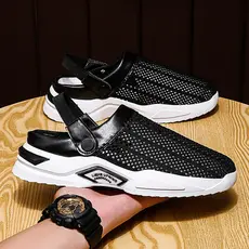 Sapatos antiderrapantes masculinos verão 0 dias respirável Toe-coberto sandálias de meio suporte 45 tamanho grande sala