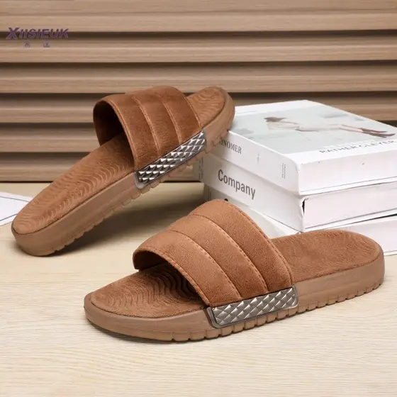Chinelos de lã de lã masculino inverno sapatos de algodão quente interior casa antiderrapante Flip-Flops masculino ao ar