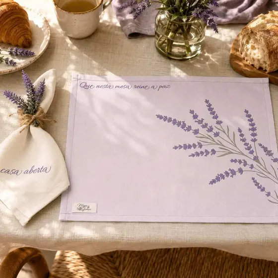 Kit Mesa Posta Lavanda - Completo 1 Pessoa com Lugar Americano Guardanapo e Porta-Guardanapo