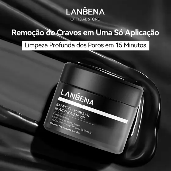 LANBENA Máscara Peel Off de Carvão de Bambu para Remoção de Cravos Nasais de Limpeza Profunda+60 unidades de papel