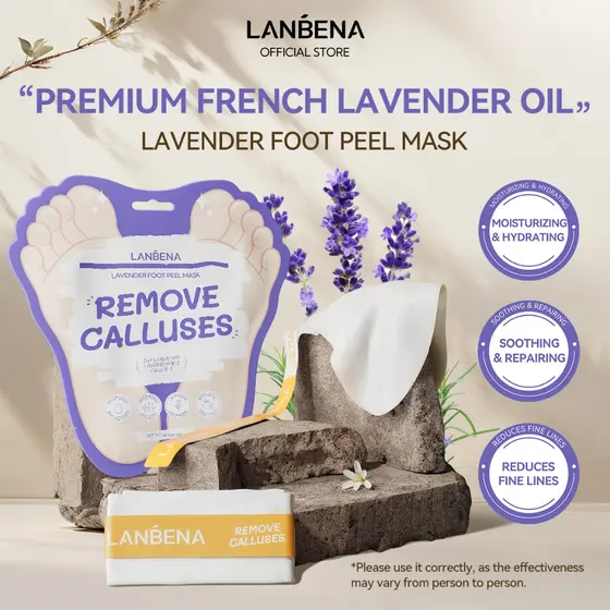 LANBENA Exfoliating Foot Mask – Whitening Foot Spa Scrub & Callus Remover for Cracked Heels