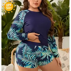 UV400+ Tankini/Plus Size mais maiô gordo colete dividido maiô Anti-sol terno feminino Surf terno