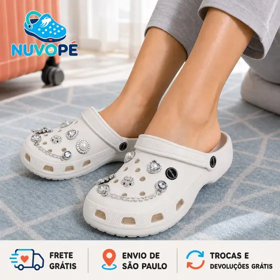 Babuche Feminino Sandália Rasteira Branco Confortável Antiderrapante Mule Sapatilha Verão Trabalho Aplique Decorativo