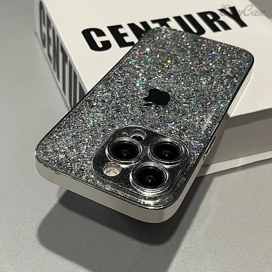 Capa de telefone luxuosa com Glitter, adequada para iPhone 15 14 13 12 11 Pro Max, capa traseira rígida acrílica com bor