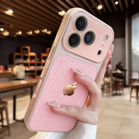 Novo Luxo Cristal Grande Janela Lichia Caso De Couro Para iPhone 17 ProMax 16 15 14 13 Pro Max 17Pro Armadura À Prova De