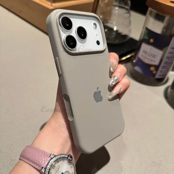 Protetor De Borda Antiderrapante E Anti-Queda Capa De Veludo De Silicone Líquido Para iPhone 17 Pro Max 16Plus 16 Com Bo
