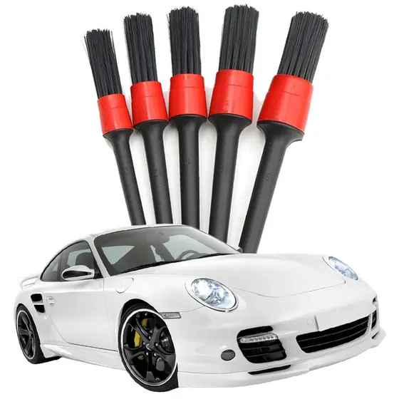 Kit Automotivo 5 Peças Pincel Luva Flanela Microfibra Detalhamento Limpeza Interno e Externo Luva Escova de Pneu