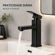 Torneira de Banheiro com Botão Moderno Dupla Função Frio e Quente 1/4 Polegada Fácil de Instalar