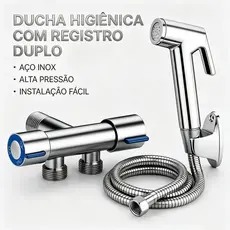 Ducha Higiênica Cromada Multifuncional Prática Com Registro Dupla Saída De Água
