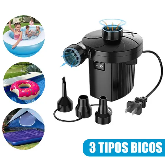 Inflador Elétrico Multifuncional Uso Doméstico e Externo Para Colchão Boias Piscinas Infláveis Portátil